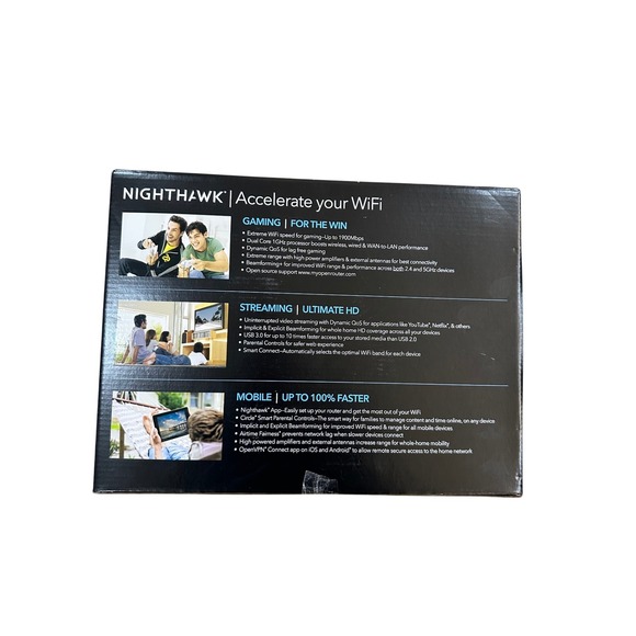 NETGEAR‎ Nighthawk AC1900 Smart WiFi Router R7000 1GHz Dual Core Processor - Picture 2 of 5